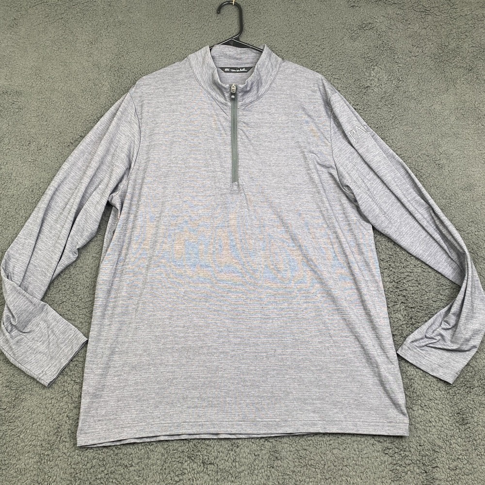 Travis Mathew Shirt Mens XL Gray Crestview 1/4 Zip Pullover Golf Preppy Logo